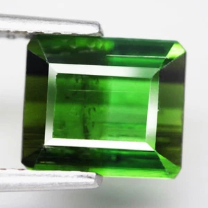 1,93Ct. Natur Edelstein Turmalin grün Smaragdschliff Mosambik hinreißend! - Bild 1 von 7