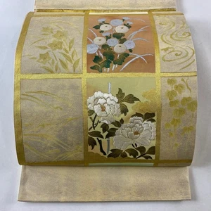 Silk Obi Belt Peony Chrysanthemum Embroidery Gold Silver  Formal - Picture 1 of 5