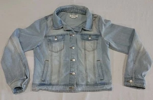 Women's Ci Sono Distressed Light Wash Blue Denim Jean Jacket Size Large - Picture 1 of 7