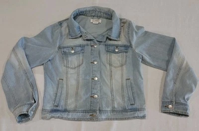 Women's Ci Sono Distressed Light Wash Blue Denim Jean Jacket Size Large - Image 1 of 4