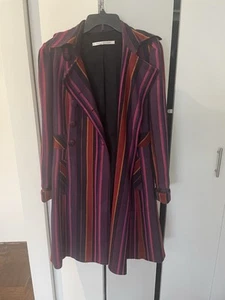 Abrigo vintage a rayas Diane von Furstenberg talla 4 forrado a rayas múltiples - Imagen 1 de 24
