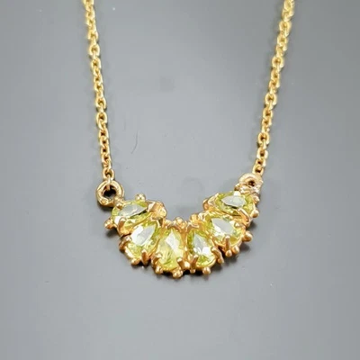Handmade Natural Peridot Necklace 925 Sterling Silver 16.5"/N27563 - Image 1 of 4