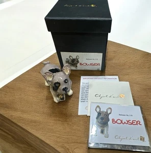 Objet D’Art #119 BOWSER Dog With Gold Chain Blinged Hinged Trinket Box - Picture 1 of 7