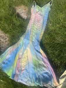 La Femme Y2K 90’s Beaded Rainbow Prom Dress - Picture 1 of 2