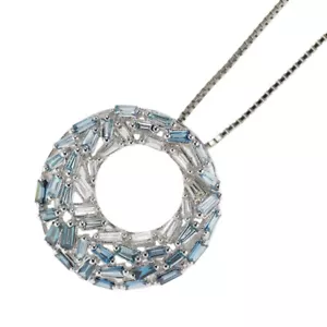 K18WG/ Pt850 Collarless/Treat Blue Diamond Pendant Necklace 0.40ct - Auth free - Picture 1 of 4