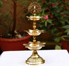 Vintage Oil Wick Lamp Brass Decorative Lamp Peacock Diya Home Decor Temple Art