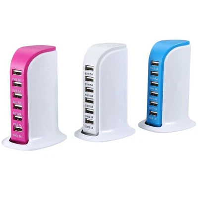 6 Ports USB Charging Dock Wall Charger HUB for iPhone 13 12 Samsung S20 LG HTC - Image 1 of 4