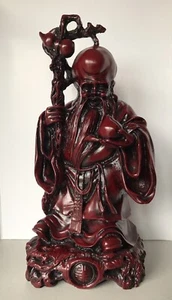 Vintage Chinese 25cm God of Longevity Long Life Good Luck Feng Shui Resin Statue - Picture 1 of 7
