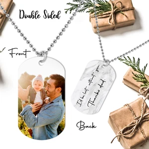 Personalised Photo Text  Mens ID Army Military Dog ID Tag Necklace Double Sided - Picture 1 of 4