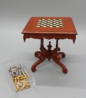 Table de jeu d'échecs vintage Bespaq incrustation victorienne antique maison de poupée miniature 1:12
