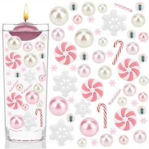 1set Christmas Vase Fillers for Centerpiece Floating Pearls Candles Including - Picture 1 of 6