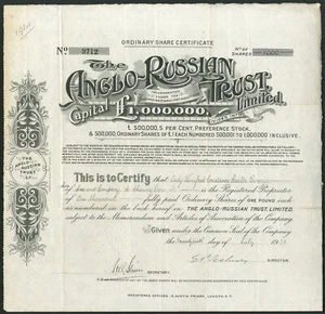 Russia: Anglo-Russian Trust Ltd., £1 ordinary shares, 19[21] - Picture 1 of 1