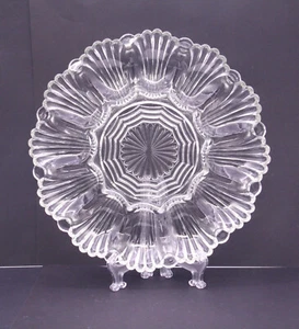 10" Glass Deviled Egg Plate Anchor Hocking #896 Wave Fan Scalloped - Picture 1 of 10