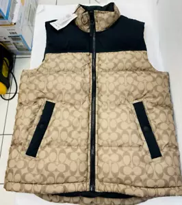 Coach Signature Down Vest Khaki/Black, Size S SMALL Retail $350 New with Tag #p# - Picture 1 of 9