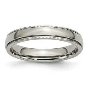 Chisel Unisex Band Titanium and Polished Grooved Beaded Edge 4mm Standard Fit - Picture 1 of 23