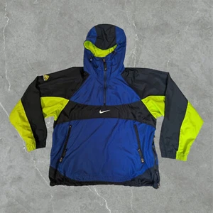 Vintage 90s Nike ACG Windbreaker 1/2 Zip Anorak Hooded Men S Packable Colorblock - Picture 1 of 22