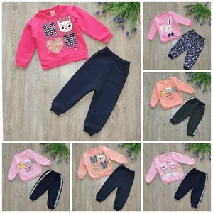 ‼️SALE‼️Kinder Mädchen Thermo Jogginganzug Pullover Hosen Jogger Katze Hase - Bild 1 von 17