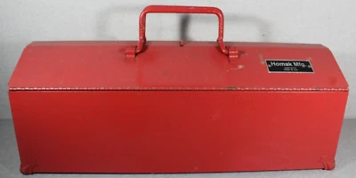 Vintage Homak MFG Metal Tool Box 21"x8"x8" With Tray Hip Roof Tool Box USA - Image 1 of 4