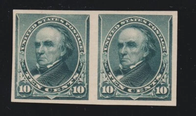 US 226P5 10c Webster Proof Pair on Stamp Paper OG VLH SCV $325 - Image 1 of 2
