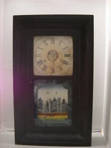 Reloj de estante Seth Thomas Ogee con pintura inversa original sobre vidrio siglo XIX - Imagen 1 de 12