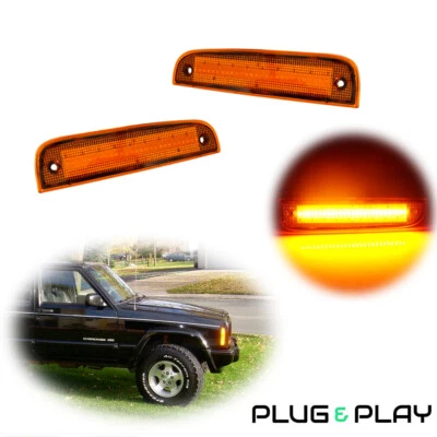 [Plug & Play] Lente ámbar + Juego de luces LED delanteras laterales para Jeep Cherokee 97-01 Foto 1 de 4