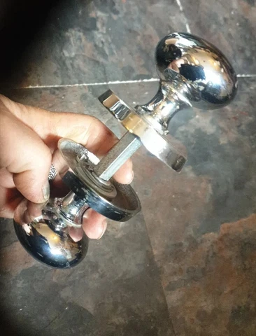 One pair of vintage chrome door handles with strong spring Cover