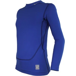Nike Pro Combat Core Comp Mock Neck Blue Boys Girls Functional Shirt NEW Size 134 - Picture 1 of 4