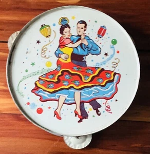 Vintage 1950’s USA Metal Toy Mfg Co Tin Lithograph Child’s Tambourine Working - Picture 1 of 3