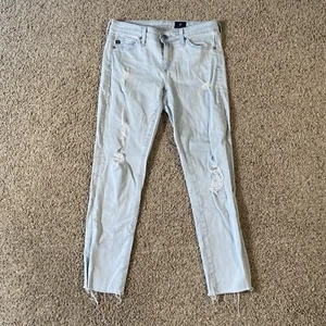 Jeans Adriano Goldschmied The Stilt blu lavaggio chiaro gamba sigaretta taglia 25 orlo grezzo - Foto 1 di 10