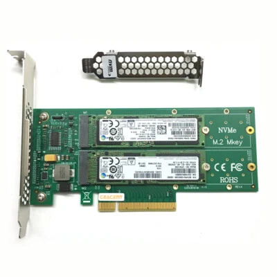 ANM22PE08 NVMe SSD PCIe 3.0 x8 to M.2 Dual port Expansion Card with heat sink - Image 1 of 4