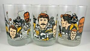 Pittsburgh Steelers 50th 1982 McDonald's Bradshaw Green Cocktail Glass Set of 3