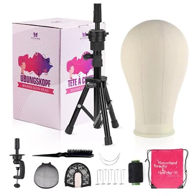 23 Inch Wig HeadWig Stand Tripod with HeadCanvas Wig Head Stand with Mannequin - Image 1 of 4