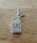 Sterling Silver 10x21mm Gasoline Can says Gas Charm Concave on back