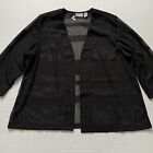 Chicos Travelers Sweater Womens XL 3 Black Open Knit Mesh Cardigan Open Front