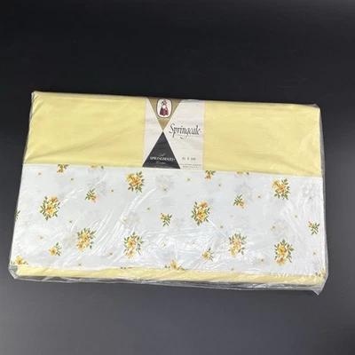 Vtg NEW Combed Percale Springmaid Double Bed 81x108 Flat Sheet Yellow Floral NOS - Image 1 of 4
