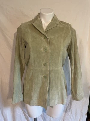 Blazer Chaqueta de Cuero Pequeña Gamuza Pursuits Ltd Años 90 De Colección Verde Par Nuevo Foto 1 de 4