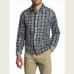 Abercrombie & Fitch Langarm blau kariert Button Down Muskelhemd XXL geschrumpft - Bild 1 von 5