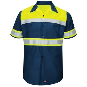 Camisa de trabajo Red Kap para hombre de alta visibilidad manga corta bloque de color Ripstop - tipo - Imagen 1 de 11