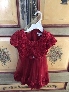 Dress Girls Red Flowers Designed Party Dress Size 4 Beautiful - Picture 1 of 10