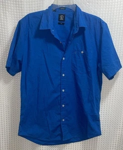 Volcom Classic Fit Mens Medium Solid Short Sleeve Button Casual Shirt - Picture 1 of 4