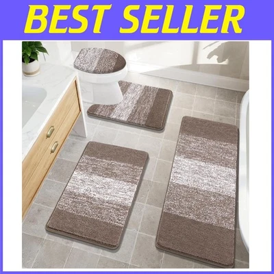 Juego de alfombras de baño antideslizantes con tapa de inodoro Foto 1 de 4