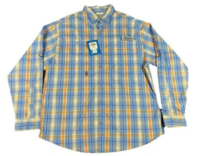 Columbia PFG Camicia Uomo Grande Blu Plaid Cristallo Molle Pesca Ventilata Outdoor - Foto 1 di 7