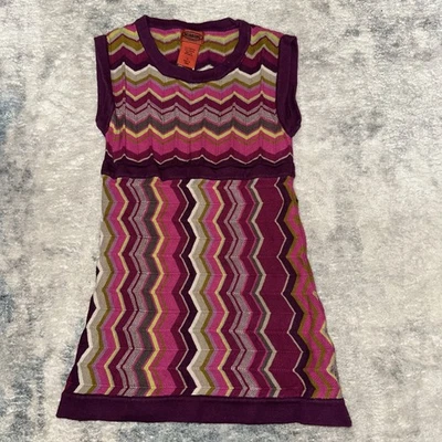 MISSONI for TARGET Chevron Pattern Sleeveless Sweater Knit Dress Small Pinks - Image 1 of 4