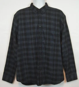 Billy Reid Flannel Shirt Mens XL Long Sleeve Button Up Plaid Navy Blue Cotton - Picture 1 of 15