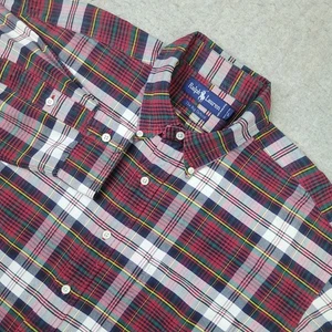 Ralph Lauren Big Oxford Hemd Herren L rot Weihnachten kariert Langarm Button Down - Bild 1 von 7