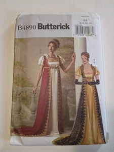 Butterick B4890 Costume Josephine Empire Waist Dress W/Robe Size 6-8-10-12 CUT - Picture 1 of 4
