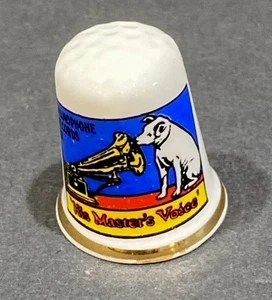 Dedal de porcelana de colección "La voz de su maestro" pinza de Franklin como nuevo 1960 1x1"  - Imagen 1 de 4