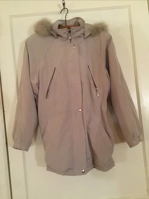 Chaqueta parka para mujer Liz Claiborne abrigo con cremallera beige pequeña Foto 1 de 4