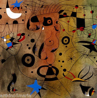 JOAN MIRO WOMAN COMBING HER HAIR ABSTRACT ART GICLE PRINT FINE CANVAS - Image 1 of 1