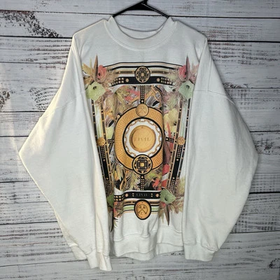 Pulôver gráfico floral dourado Civil Regime gola redonda moletom branco masculino 2XL - Imagem 1 de 4